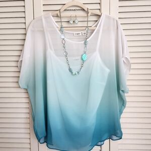 Blouse, 2 peice-sheer blouse w/tanktop